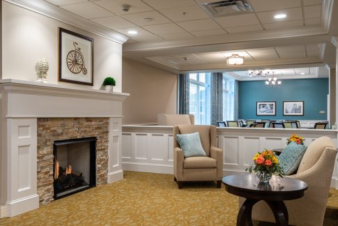 common nook area with fireplace