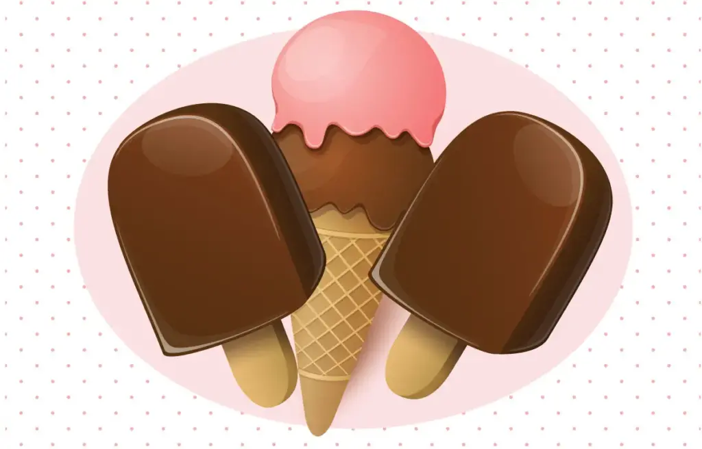 Ice cream bars and an ice cream cone illustration